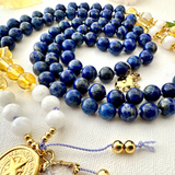 Clarity Mala Necklace - Lapis Lazuli Citrine Meditation Beads