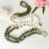Flow Mala Necklace - Moonstone Labradorite Meditation Beads