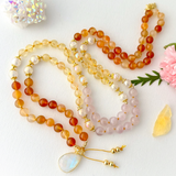 Spark Mala Necklace - Citrine Amethyst Meditation Beads