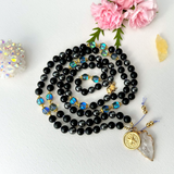 Steady Mala Necklace - Tourmaline Shungite Meditation Beads