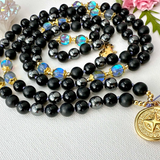 Steady Mala Necklace - Tourmaline Shungite Meditation Beads