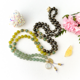 Fortune Mala Necklace - Green Aventurine Pyrite Meditation Beads