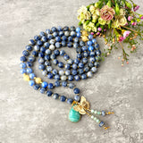 Awakening Spirit Mala Necklace - Spotted Jasper Fire Agate Meditation Beads