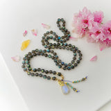Celestial Goddess Mala Necklace - Labradorite Meditation Beads
