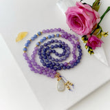 Goddess Mala Necklace - Tanzanite Amethyst Meditation Beads