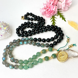 Persist Mala Necklace - Labradorite Green Aventurine Meditation Beads