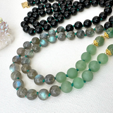 Persist Mala Necklace - Labradorite Green Aventurine Meditation Beads