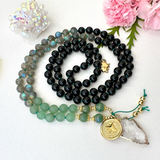 Persist Mala Necklace - Labradorite Green Aventurine Meditation Beads