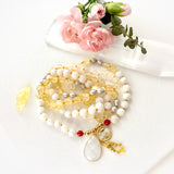 Cancer Mala Necklace - Ruby Moonstone Citrine Meditation Beads