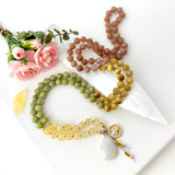 Leo Mala Necklace - Citrine Peridot Meditation Beads