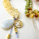 Leo Mala Necklace - Citrine Peridot Meditation Beads