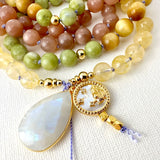 Leo Mala Necklace - Citrine Peridot Meditation Beads