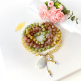 Leo Mala Necklace - Citrine Peridot Meditation Beads