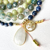 Virgo Mala Necklace - Blue Sapphire Amazonite Meditation Beads