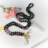 Scorpio Mala Necklace - Black Tourmaline Garnet Meditation Beads