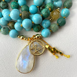 Sagittarius Mala Necklace - Turquoise Citrine Meditation Beads