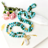 Sagittarius Mala Necklace - Turquoise Citrine Meditation Beads