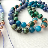 Apatite, Larimar & Blue Lace Agate Mala Necklace