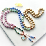 Kunzite, Larimar & Blue Lace Agate Mala Necklace
