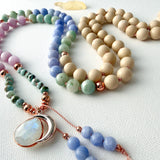 Kunzite, Larimar & Blue Lace Agate Mala Necklace