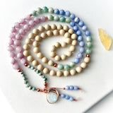 Kunzite, Larimar & Blue Lace Agate Mala Necklace