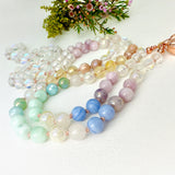 Fairy Mala Necklace - Kunzite Aquamarine Meditation Beads