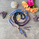 Royal Blossom Mala Necklace - Kunzite Lepidolite Meditation Beads