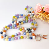 Harmony Mala Necklace - Kunzite Aquamarine Blue Lace Meditation Beads