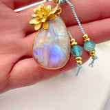 Metamorphosis Mala Necklace with Moonstone, Amethyst and Aquamarine