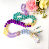 Aurora Mala Necklace with Amazonite, Amethyst and Aquamarine
