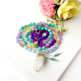 Aurora Mala Necklace with Amazonite, Amethyst and Aquamarine