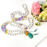 Serenity Mala Necklace with Moonstone, Amethyst and Aquamarine