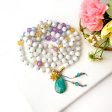 Serenity Mala Necklace with Moonstone, Amethyst and Aquamarine