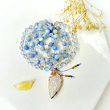 Ocean Serenity Mala Necklace - Moonstone Aquamarine Blue Lace Agate Meditation Beads