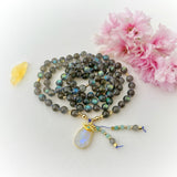 Celestial Goddess Mala Necklace - Labradorite Meditation Beads