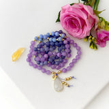 Goddess Mala Necklace - Tanzanite Amethyst Meditation Beads