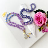 Goddess Mala Necklace - Tanzanite Amethyst Meditation Beads