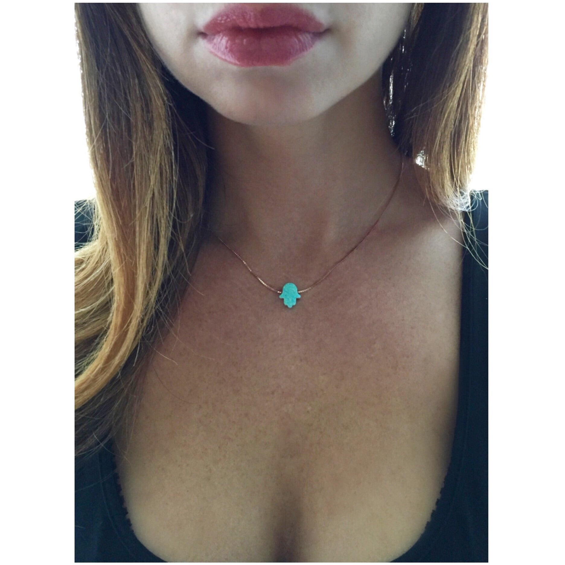 Opal Hamsa Necklace - Vibe Jewelry