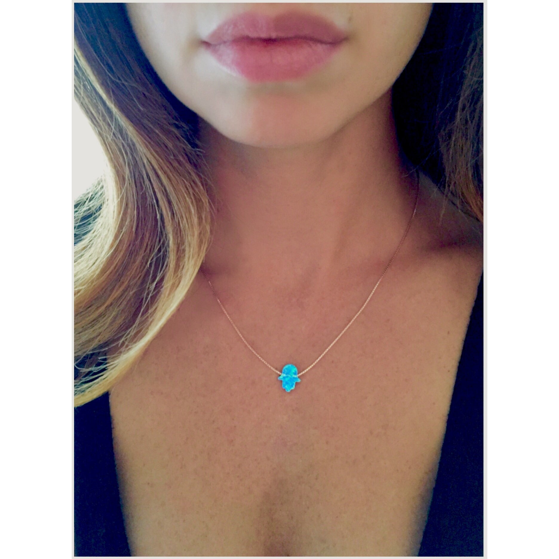Opal Hamsa Necklace - Vibe Jewelry