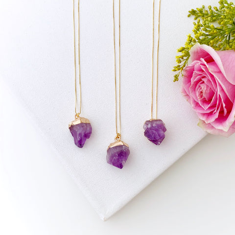 Raw Amethyst Gold Necklace - Vibe Jewelry