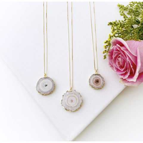 White Druzy Gold Necklace - Vibe Jewelry
