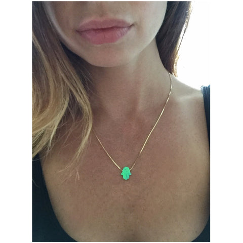Opal Hamsa Necklace - Vibe Jewelry
